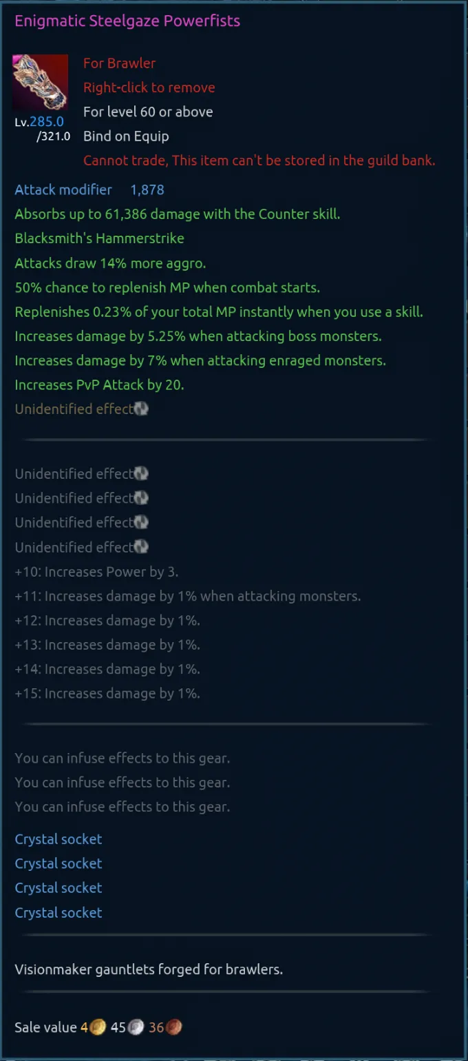 Tooltip de arma Brawler