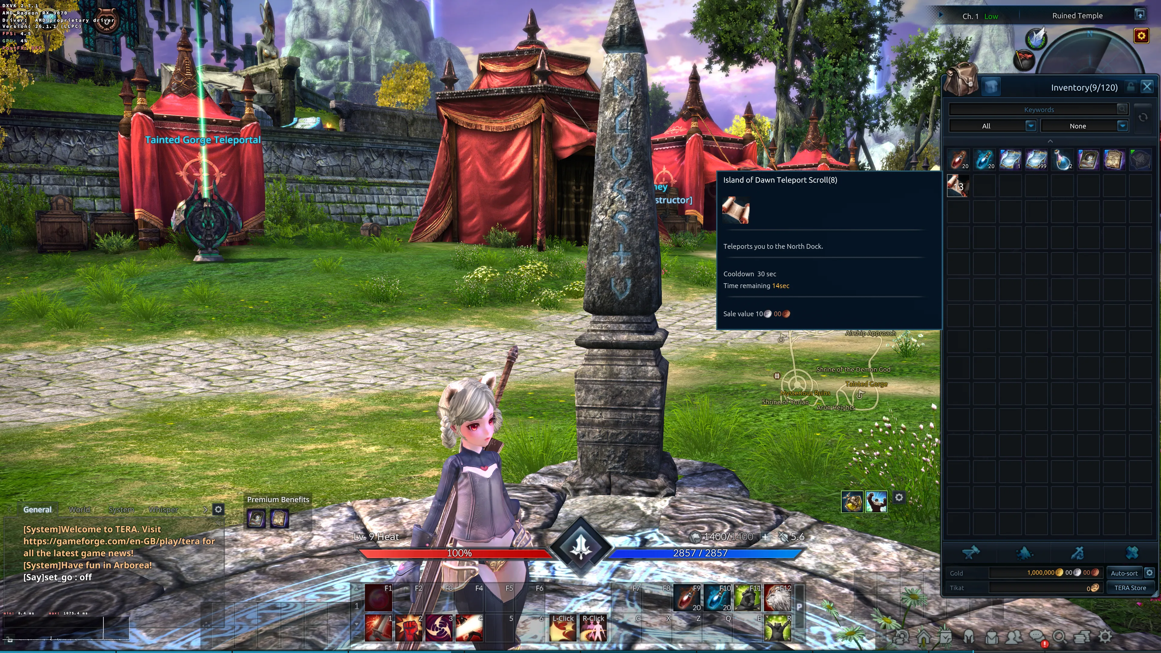 TERA Reforged Island of Dawn teleport scroll working at Tower Base