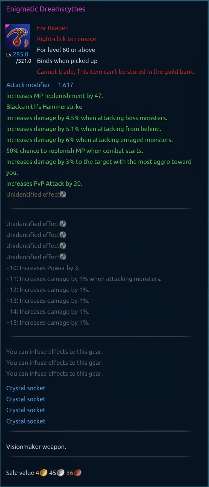 Tooltip de arma Reaper