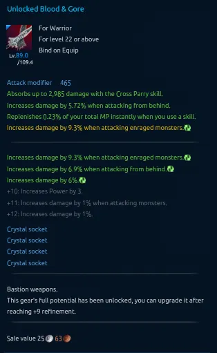 Unlocked weapon result tooltip